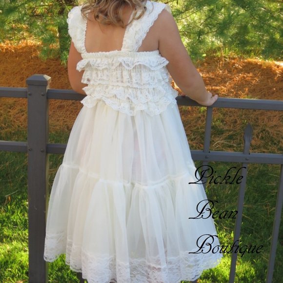 NEW Girls Ivory Lace Dress - Flower Girl Country Rustic Wedding - Picture 5 of 6